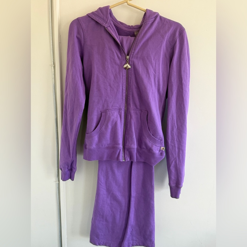 Twisted Heart  y2k 2 pcs set purple size M full zip hoodie and flair pants